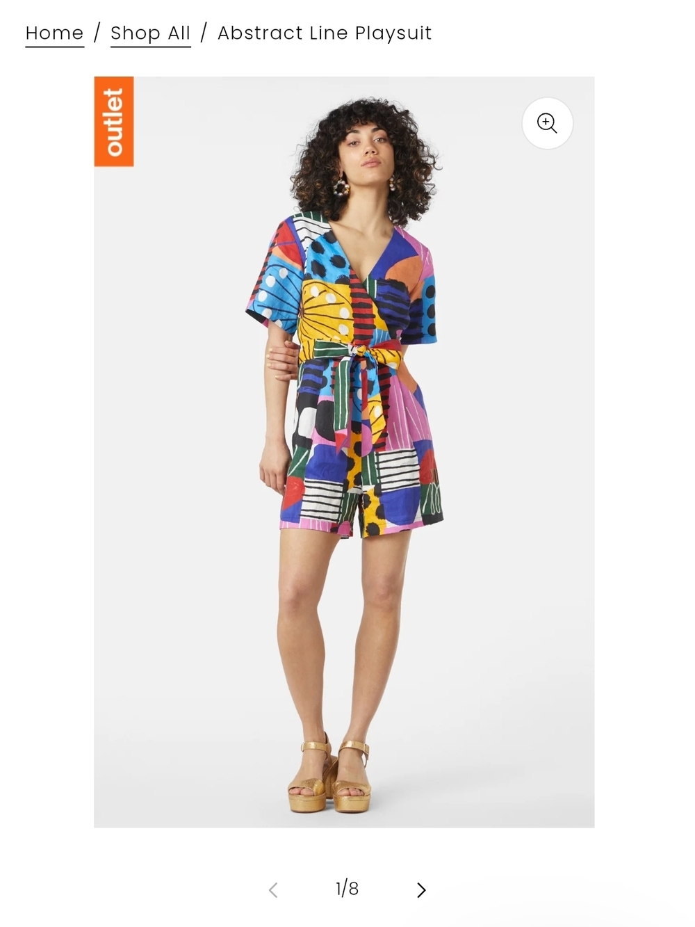 Dangerfield Abstract Line Playsuit in Multicolor Print